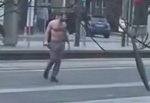 Shirtless Man Brandishing a Long Weapon Caught on Video in Edinburgh Before Five Men Injured