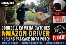 Doorbell Camera Captures Amazon Driver Tossing a Package Onto a Customer’s Porch