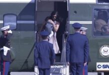 Usha Vance Recovers Her Balance After Slipping on Marine Two While Holding Her Baby